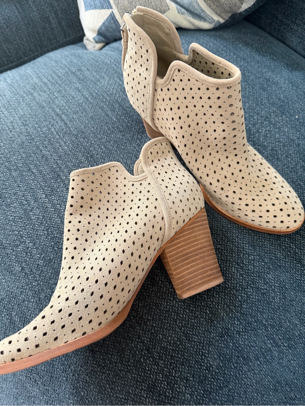 Marc Fisher perforated suede ankle booties size 9